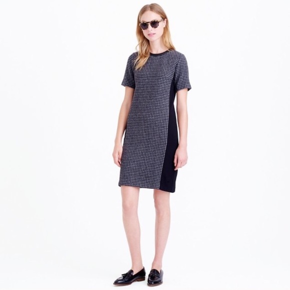 J. Crew Dresses & Skirts - J. Crew Wool Houndstooth Black Panel Dress